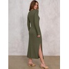 image:imageANRABESS Womens Fall Long Sleeve Casual Maxi Dress  Crewneck Tie Waist Long Dresses with Slit Soft Lightweight Church Vacation Outfits Fashion Transition ClothesArmy Green