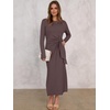 image:imageANRABESS Womens Fall Long Sleeve Casual Maxi Dress  Crewneck Tie Waist Long Dresses with Slit Soft Lightweight Church Vacation Outfits Fashion Transition ClothesCoffee