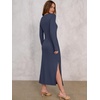 image:imageANRABESS Womens Fall Long Sleeve Casual Maxi Dress  Crewneck Tie Waist Long Dresses with Slit Soft Lightweight Church Vacation Outfits Fashion Transition ClothesDark Blue
