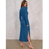 image:imageANRABESS Womens Fall Long Sleeve Casual Maxi Dress  Crewneck Tie Waist Long Dresses with Slit Soft Lightweight Church Vacation Outfits Fashion Transition ClothesCyan