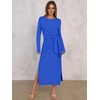 image:imageANRABESS Womens Fall Long Sleeve Casual Maxi Dress  Crewneck Tie Waist Long Dresses with Slit Soft Lightweight Church Vacation Outfits Fashion Transition ClothesRoyal Blue
