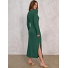 image:imageANRABESS Womens Fall Long Sleeve Casual Maxi Dress  Crewneck Tie Waist Long Dresses with Slit Soft Lightweight Church Vacation Outfits Fashion Transition ClothesDeep Green