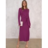 image:imageANRABESS Womens Fall Long Sleeve Casual Maxi Dress  Crewneck Tie Waist Long Dresses with Slit Soft Lightweight Church Vacation Outfits Fashion Transition ClothesDeep Purple