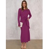 image:imageANRABESS Womens Fall Long Sleeve Casual Maxi Dress  Crewneck Tie Waist Long Dresses with Slit Soft Lightweight Church Vacation Outfits Fashion Transition ClothesDeep Purple