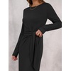 image:imageANRABESS Womens Fall Long Sleeve Casual Maxi Dress  Crewneck Tie Waist Long Dresses with Slit Soft Lightweight Church Vacation Outfits Fashion Transition ClothesBlack