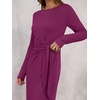 image:imageANRABESS Womens Fall Long Sleeve Casual Maxi Dress  Crewneck Tie Waist Long Dresses with Slit Soft Lightweight Church Vacation Outfits Fashion Transition ClothesDeep Purple