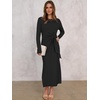 image:imageANRABESS Womens Fall Long Sleeve Casual Maxi Dress  Crewneck Tie Waist Long Dresses with Slit Soft Lightweight Church Vacation Outfits Fashion Transition ClothesBlack