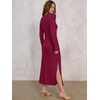 image:imageANRABESS Womens Fall Long Sleeve Casual Maxi Dress  Crewneck Tie Waist Long Dresses with Slit Soft Lightweight Church Vacation Outfits Fashion Transition ClothesBurgundy