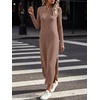 image:imageANRABESS Womens Long Sleeve Maxi Fall Knit Sweater Dress  Soft Stretchy Ribbed Fabric Crew Neck Side Slit Hem Cozy Winter Outfit Daily Wear Comfy Regular Fit Side PocketsKhaki
