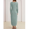 image:imageANRABESS Womens Long Sleeve Maxi Fall Knit Sweater Dress  Soft Stretchy Ribbed Fabric Crew Neck Side Slit Hem Cozy Winter Outfit Daily Wear Comfy Regular Fit Side PocketsLight Green