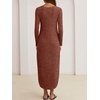 image:imageANRABESS Womens Long Sleeve Maxi Fall Knit Sweater Dress  Soft Stretchy Ribbed Fabric Crew Neck Side Slit Hem Cozy Winter Outfit Daily Wear Comfy Regular Fit Side PocketsRust Orange