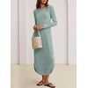 image:imageANRABESS Womens Long Sleeve Maxi Fall Knit Sweater Dress  Soft Stretchy Ribbed Fabric Crew Neck Side Slit Hem Cozy Winter Outfit Daily Wear Comfy Regular Fit Side PocketsLight Green