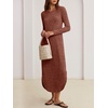 image:imageANRABESS Womens Long Sleeve Maxi Fall Knit Sweater Dress  Soft Stretchy Ribbed Fabric Crew Neck Side Slit Hem Cozy Winter Outfit Daily Wear Comfy Regular Fit Side PocketsRust Orange