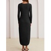image:imageANRABESS Womens Long Sleeve Maxi Fall Knit Sweater Dress  Soft Stretchy Ribbed Fabric Crew Neck Side Slit Hem Cozy Winter Outfit Daily Wear Comfy Regular Fit Side PocketsBlack
