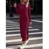 image:imageANRABESS Womens Long Sleeve Maxi Fall Knit Sweater Dress  Soft Stretchy Ribbed Fabric Crew Neck Side Slit Hem Cozy Winter Outfit Daily Wear Comfy Regular Fit Side PocketsBurgundy