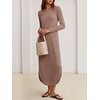 image:imageANRABESS Womens Long Sleeve Maxi Fall Knit Sweater Dress  Soft Stretchy Ribbed Fabric Crew Neck Side Slit Hem Cozy Winter Outfit Daily Wear Comfy Regular Fit Side PocketsKhaki