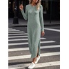 image:imageANRABESS Womens Long Sleeve Maxi Fall Knit Sweater Dress  Soft Stretchy Ribbed Fabric Crew Neck Side Slit Hem Cozy Winter Outfit Daily Wear Comfy Regular Fit Side PocketsLight Green