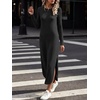 image:imageANRABESS Womens Long Sleeve Maxi Fall Knit Sweater Dress  Soft Stretchy Ribbed Fabric Crew Neck Side Slit Hem Cozy Winter Outfit Daily Wear Comfy Regular Fit Side PocketsBlack