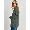 image:imageANRABESS Womens Long Sleeve Shirts Waffle Knit Tunic Top  V Neck Loose Fit Side Slit 2026 Fall Lightweight Sweater Tops for Daily Casual WearArmy Green