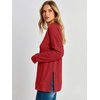 image:imageANRABESS Womens Long Sleeve Shirts Waffle Knit Tunic Top  V Neck Loose Fit Side Slit 2026 Fall Lightweight Sweater Tops for Daily Casual WearBright Red