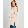 image:imageANRABESS Womens Long Sleeve Shirts Waffle Knit Tunic Top  V Neck Loose Fit Side Slit 2026 Fall Lightweight Sweater Tops for Daily Casual WearParchment