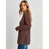 image:imageANRABESS Womens Long Sleeve Shirts Waffle Knit Tunic Top  V Neck Loose Fit Side Slit 2026 Fall Lightweight Sweater Tops for Daily Casual WearRed Brown