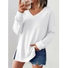 image:imageANRABESS Womens Long Sleeve Shirts Waffle Knit Tunic Top  V Neck Loose Fit Side Slit 2026 Fall Lightweight Sweater Tops for Daily Casual WearWhite