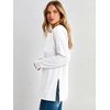 image:imageANRABESS Womens Long Sleeve Shirts Waffle Knit Tunic Top  V Neck Loose Fit Side Slit 2026 Fall Lightweight Sweater Tops for Daily Casual WearWhite