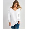 image:imageANRABESS Womens Long Sleeve Shirts Waffle Knit Tunic Top  V Neck Loose Fit Side Slit 2026 Fall Lightweight Sweater Tops for Daily Casual WearWhite