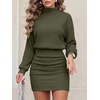 image:imageANRABESS Womens Long Sleeve Turtleneck Bodycon Sweater Dress  Fall Winter Date Night Going Out Casual Party Ribbed Mini Slim Fit Soft Stretchy Knit Daily Work Office Vacation ClubArmy Green