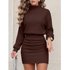 image:imageANRABESS Womens Long Sleeve Turtleneck Bodycon Sweater Dress  Fall Winter Date Night Going Out Casual Party Ribbed Mini Slim Fit Soft Stretchy Knit Daily Work Office Vacation ClubDark Brown