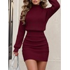 image:imageANRABESS Womens Long Sleeve Turtleneck Bodycon Sweater Dress  Fall Winter Date Night Going Out Casual Party Ribbed Mini Slim Fit Soft Stretchy Knit Daily Work Office Vacation ClubBurgundy