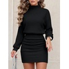 image:imageANRABESS Womens Long Sleeve Turtleneck Bodycon Sweater Dress  Fall Winter Date Night Going Out Casual Party Ribbed Mini Slim Fit Soft Stretchy Knit Daily Work Office Vacation ClubBlack