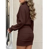 image:imageANRABESS Womens Long Sleeve Turtleneck Bodycon Sweater Dress  Fall Winter Date Night Going Out Casual Party Ribbed Mini Slim Fit Soft Stretchy Knit Daily Work Office Vacation ClubDark Brown