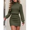 image:imageANRABESS Womens Long Sleeve Turtleneck Bodycon Sweater Dress  Fall Winter Date Night Going Out Casual Party Ribbed Mini Slim Fit Soft Stretchy Knit Daily Work Office Vacation ClubArmy Green