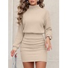 image:imageANRABESS Womens Long Sleeve Turtleneck Bodycon Sweater Dress  Fall Winter Date Night Going Out Casual Party Ribbed Mini Slim Fit Soft Stretchy Knit Daily Work Office Vacation ClubKhaki
