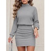 image:imageANRABESS Womens Long Sleeve Turtleneck Bodycon Sweater Dress  Fall Winter Date Night Going Out Casual Party Ribbed Mini Slim Fit Soft Stretchy Knit Daily Work Office Vacation ClubGrey