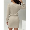 image:imageANRABESS Womens Puff Sleeve Bodycon Mini Sweater Dress  Lightweight Soft Ribbed Knit Fabric Crewneck Ruched Sexy Short Dresses Date Night Party Fall Winter Casual Lounge OutfitsBeige