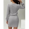 image:imageANRABESS Womens Puff Sleeve Bodycon Mini Sweater Dress  Lightweight Soft Ribbed Knit Fabric Crewneck Ruched Sexy Short Dresses Date Night Party Fall Winter Casual Lounge OutfitsGrey