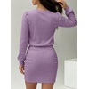 image:imageANRABESS Womens Puff Sleeve Bodycon Mini Sweater Dress  Lightweight Soft Ribbed Knit Fabric Crewneck Ruched Sexy Short Dresses Date Night Party Fall Winter Casual Lounge OutfitsPurple