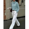 image:imageANRABESS Womens Turtleneck Long Sleeve Pullover Sweater  Soft Cozy Chunky Knit Ribbed Cuff Hem Jumper Tops Loose FitOffice Daily Casual Clothes Fall Winter OutfitsLight Blue