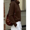 image:imageANRABESS Womens Turtleneck Long Sleeve Pullover Sweater  Soft Cozy Chunky Knit Ribbed Cuff Hem Jumper Tops Loose FitOffice Daily Casual Clothes Fall Winter OutfitsCoffee