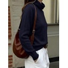 image:imageANRABESS Womens Turtleneck Long Sleeve Pullover Sweater  Soft Cozy Chunky Knit Ribbed Cuff Hem Jumper Tops Loose FitOffice Daily Casual Clothes Fall Winter OutfitsNavy Blue