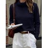 image:imageANRABESS Womens Turtleneck Long Sleeve Pullover Sweater  Soft Cozy Chunky Knit Ribbed Cuff Hem Jumper Tops Loose FitOffice Daily Casual Clothes Fall Winter OutfitsNavy Blue
