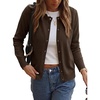 image:imageANRABESS Women Lightweight Button Down Cardigan Sweaters  Long Sleeve Crew Neck Scalloped TrimSummer Soft Knit Work Business Casual Outfits 2026 Fall Trendy Travel OutingsBrown