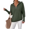image:imageANRABESS Women Long Sleeve Quarter Zip Pullover Fall Sweater  Collared Lapel V Neck ShirtsSoft Ribbed Knit Top for LeggingsWork Business Casual OutfitsTravel Vacation ClothingArmy Green