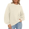 image:imageANRABESS Women Oversized Long Lantern Sleeve Pullover Sweater  Soft Warm Crew Neck Chunky Ribbed Knit Tops Basic Casual Cozy Comfy Fall Winter Outfits ClothesApricot