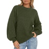 image:imageANRABESS Women Oversized Long Lantern Sleeve Pullover Sweater  Soft Warm Crew Neck Chunky Ribbed Knit Tops Basic Casual Cozy Comfy Fall Winter Outfits ClothesArmy Green