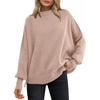 image:imageANRABESS Women Oversized Sweaters Batwing Long Sleeve 2026 Fall Outfits Crewneck Casual Knit Side Slit Fashion Pullover TopBlush