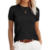 image:imageANRABESS Womens 100 Wool Sweater Office Work Sweaters Soft Lightweight for Summer Spring Short Sleeve Business Casual TopBlack